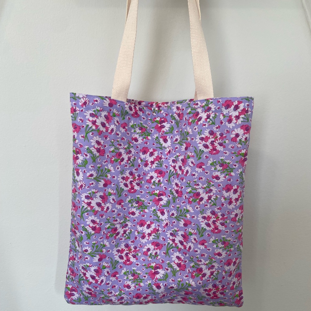 Lilac Petunia Print Handmade Tote Bag